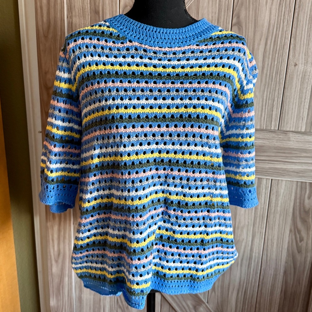 Women's blue multicolored striped sweater